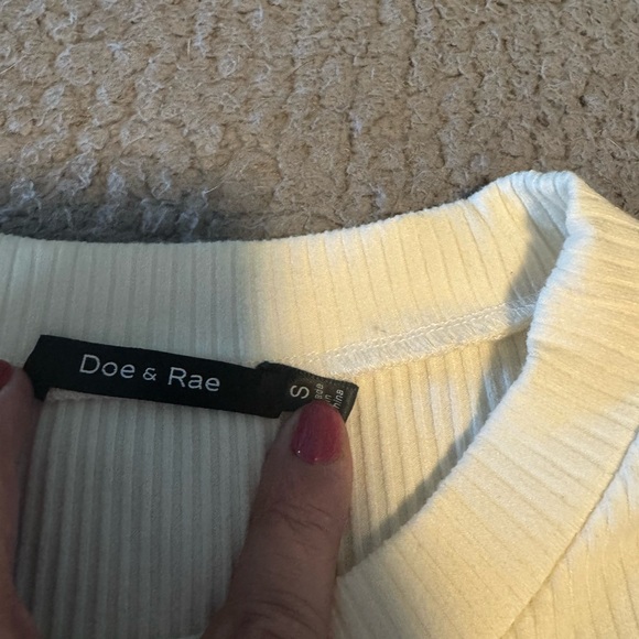 Doe & Rae Cream Ribbed Knit Top - Picture 2 of 4